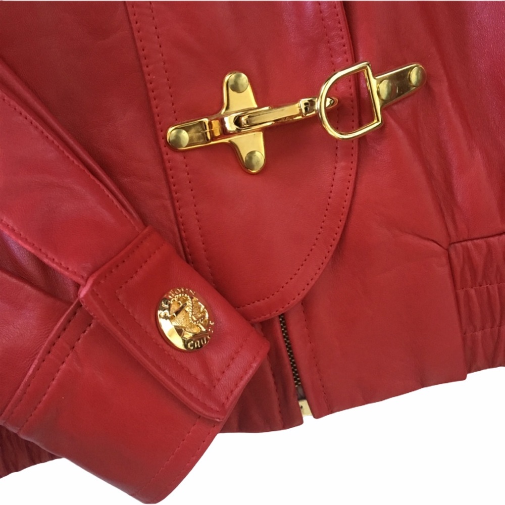 Vintage 90’s ψ St John Collection ψ Nautical Leather Jacket ψ Gold Logo Hardware - Picture 4 of 16